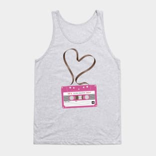 Pink Mix Cassette Tape Love Heart Tank Top